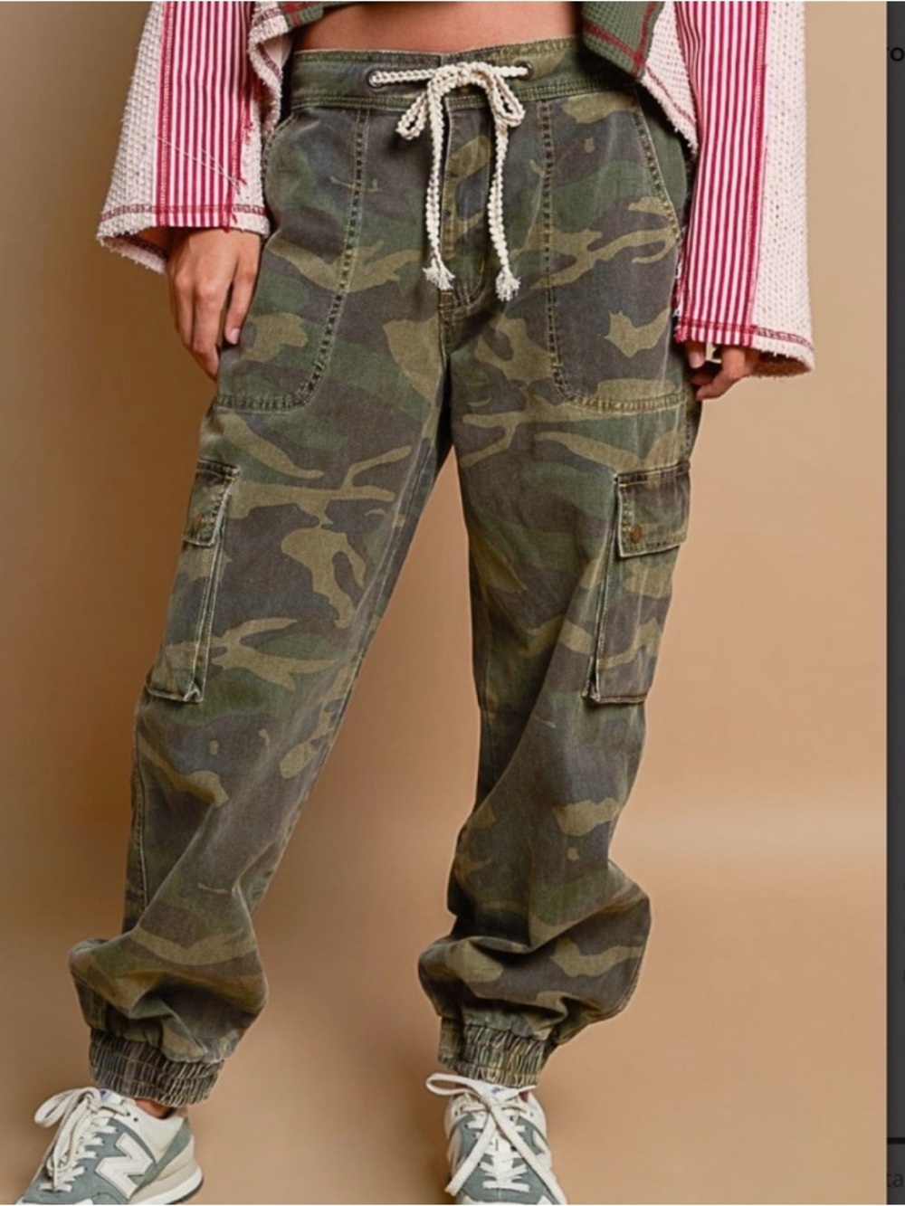 POL Camo Cargo Joggers in Green